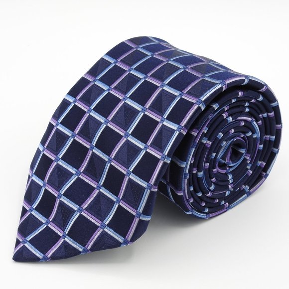 Michael Kors Other - Michael Kors Navy Blue Purple Checker Neck Tie